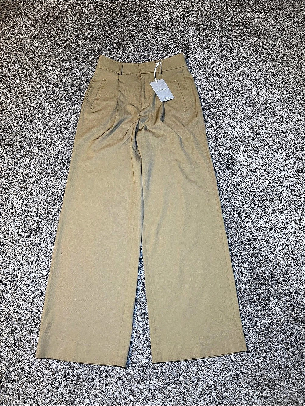 Everlane The Way-High® Drape Pant Wide Leg Pants Brown Waist 0